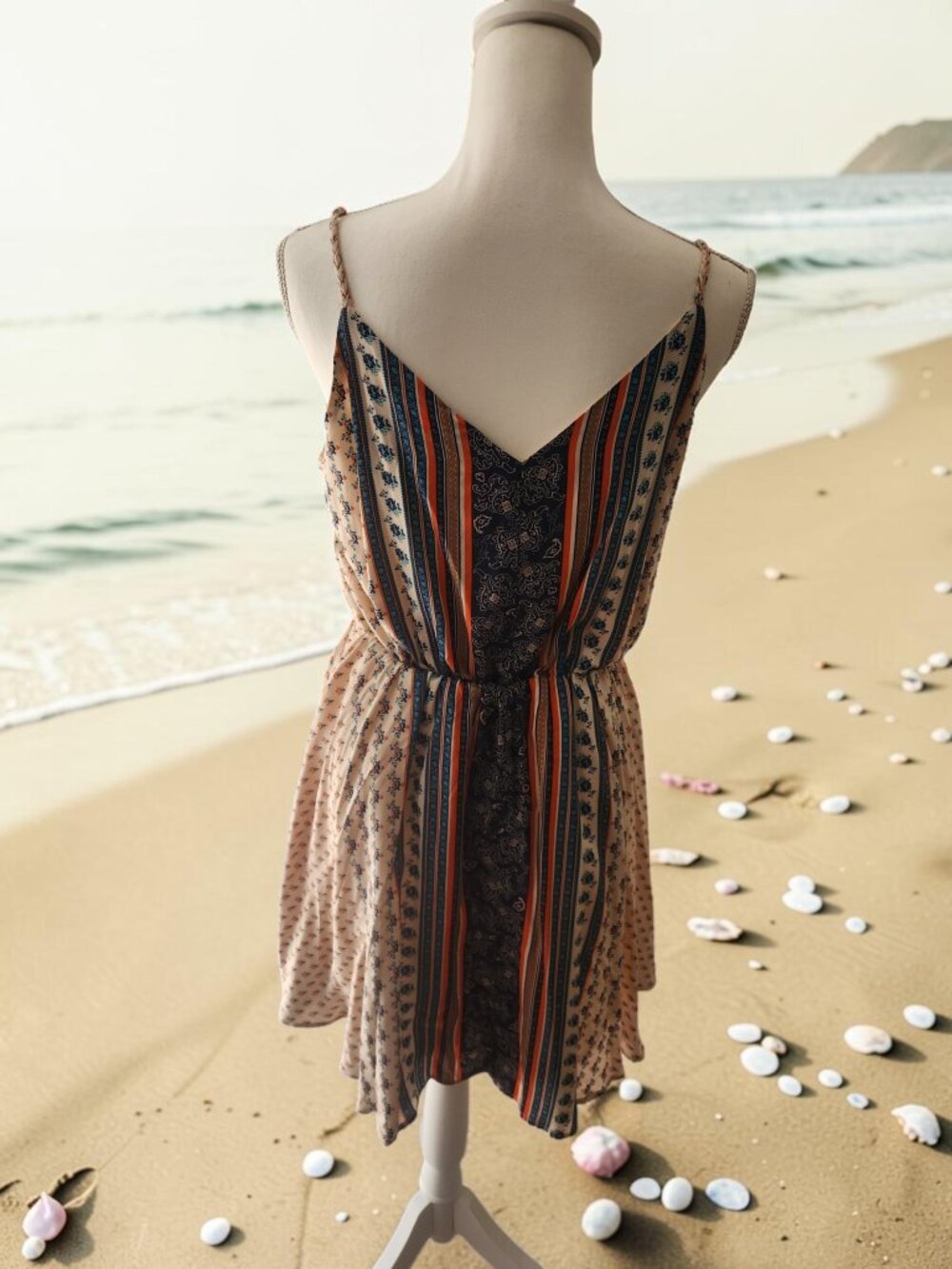 🌊 POL Boho Striped Mini Dress NWOT Flowy Beachy Vibes 🌊 - Picture 9 of 11